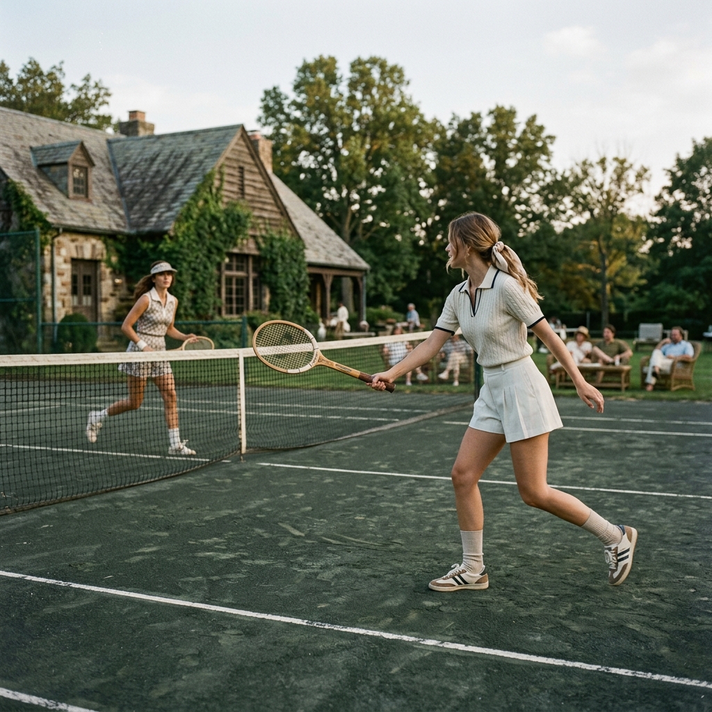 Vintage aesthetic tennis match